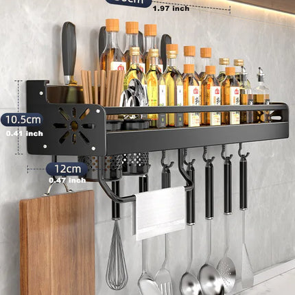 Mensola organizer da cucina, portapipe da parete, portacoltelli da cucina, condimenti da parete, bacchette, cucchiaio, paletta per riporre gli utensili