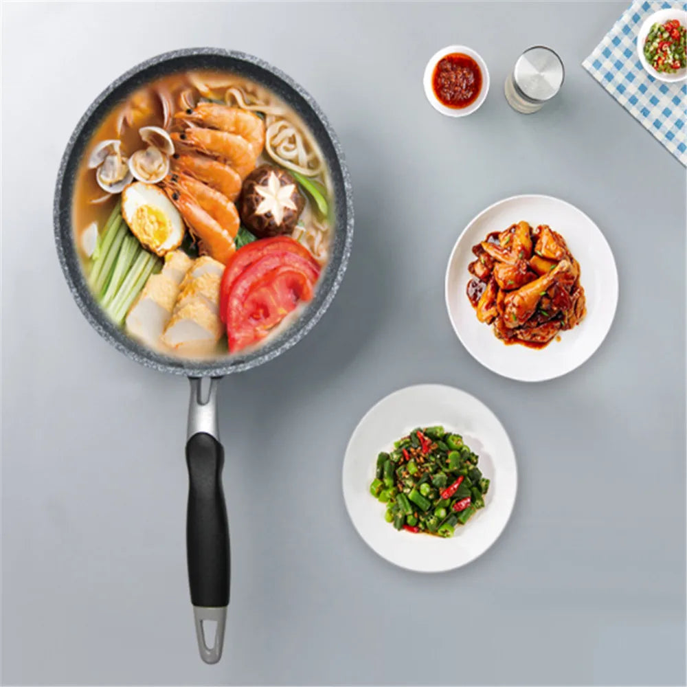 Durable Stein-Bratpfanne Wok Antihaft-Keramiktopf Induktionsfritteuse Steak Kochen Gasherd Pfanne Kochgeschirr Werkzeug für Küchenset