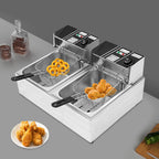 Friggitrice Elettrica a Doppia Vasca Bymaocar EF-82 2.5KW+2.5KW 30L Acciaio Inox 410