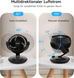 Ventilatori silenziosi WOWDSGN, 6 velocità regolabili, 3 modalità, 22 dB, neri, timer da 9 ore, ventilatore da tavolo per scrivania da ufficio per studenti, cucine, soggiorno