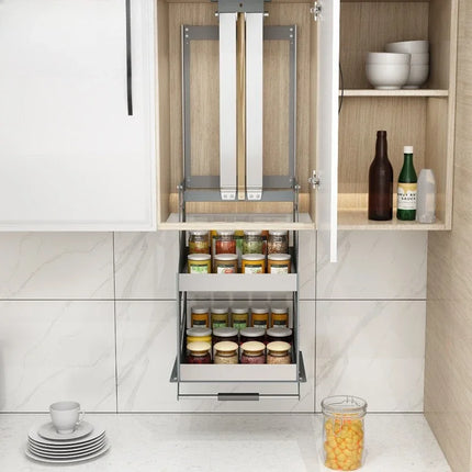 Space-Saving Pull-Down Shelf, Wall-Mounted Retractable Cabinet, Organizer Shelf, Kitchen Spice Racks, Multifunctional Kitchen Furniture