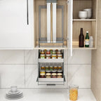 Scaffale Sollevabile Salvaspazio, Armadietto a Muro Estraibile, Scaffale Organizzatore, Scaffali Porta Spezie da Cucina, Mobili Multifunzionali per Cucina