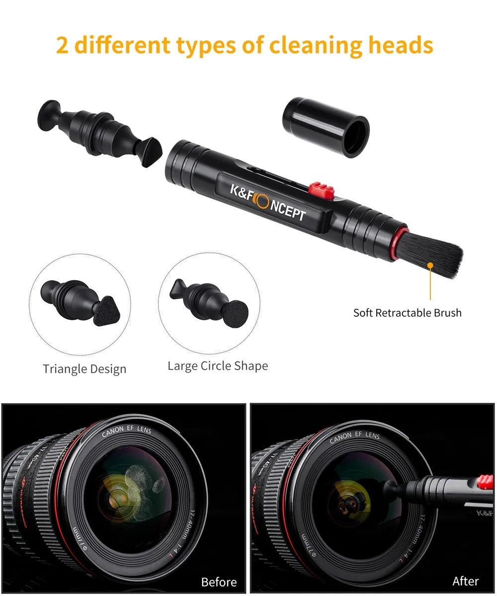 K&F CONCEPT Professionelles 3-in-1 Reinigungsset für DSLR-Kameraobjektive, Handybildschirme, Laptops und Brillen