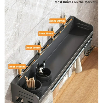 No-punch kitchen shelf, multifunctional wall-mounted knife holder, wall-mounted home organization accessories