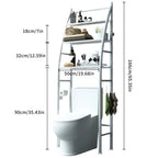 Badezimmer-Ablageregal, 3 Ebenen, Metall, über der Toilette, hohe Tragfähigkeit, mit Sicherheitsbarriere, ohne Bohren, Standregal
