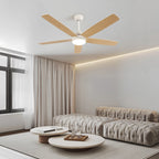 Ventilatore da soffitto LED intelligente con luci, 52 pollici (132 cm), 6 velocità, 2 modalità, luce LED dimmerabile, motore DC silenzioso, telecomando, ventilatore elettrico per camera da letto
