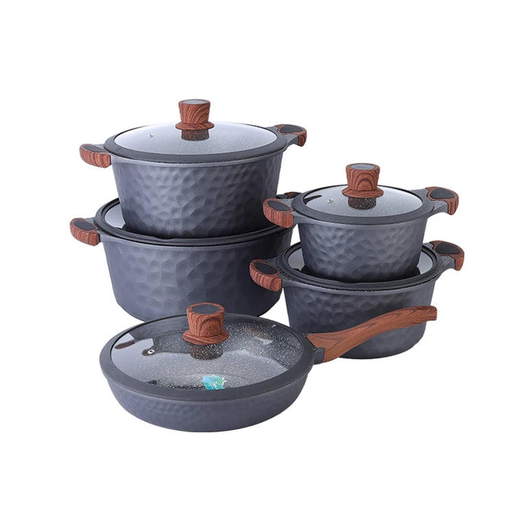 DONNOR Pentole e Padelle Set 10 Pezzi Set di Pentole Antiaderenti Set di Pentole da Cucina a Induzione Non Tossico con Padelle Stock Pot JT526