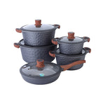DONNOR Pentole e Padelle Set 10 Pezzi Set di Pentole Antiaderenti Set di Pentole da Cucina a Induzione Non Tossico con Padelle Stock Pot JT526