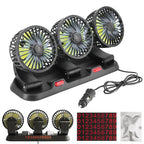 Ventilatore per Auto a 3 Teste con Rotazione a 360° °   Ventilatore Rotante a Basso Rumore con 2 Livelli di Velocità – Presa Accendisigari 12V – Flusso d'Aria Rapido e Potente per Berlina, SUV, Camion, Furgone – Incl