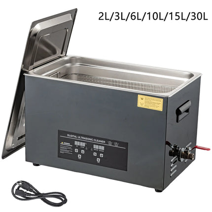 2L/3L/6L/10L/15L/30L Pulitore a ultrasuoni, riscaldamento digitale, macchina per la pulizia a ultrasuoni in acciaio inossidabile 40KHZ, elettrodomestico