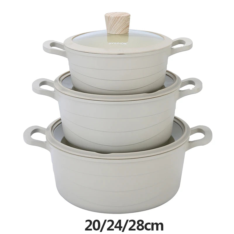 DONNOR 15 Pezzi Pentole e Padelle in Ceramica Set di Pentole Sane Antiaderenti Set da Cucina Set da Cucina con Padella a Induzione RV Set JT530