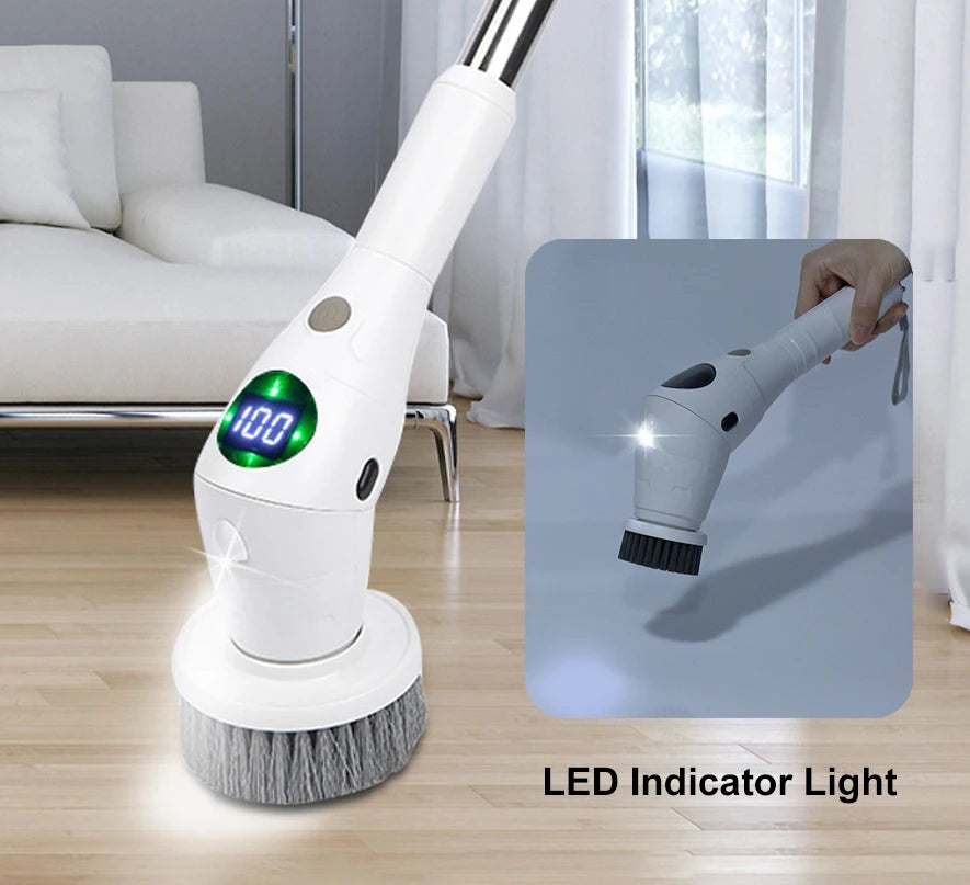 8-in-1 elektrische Bürste mit Lampe, 4400mAh, kabellose elektrische Rotationsbürste, Eckbürste für die Küchenreinigung