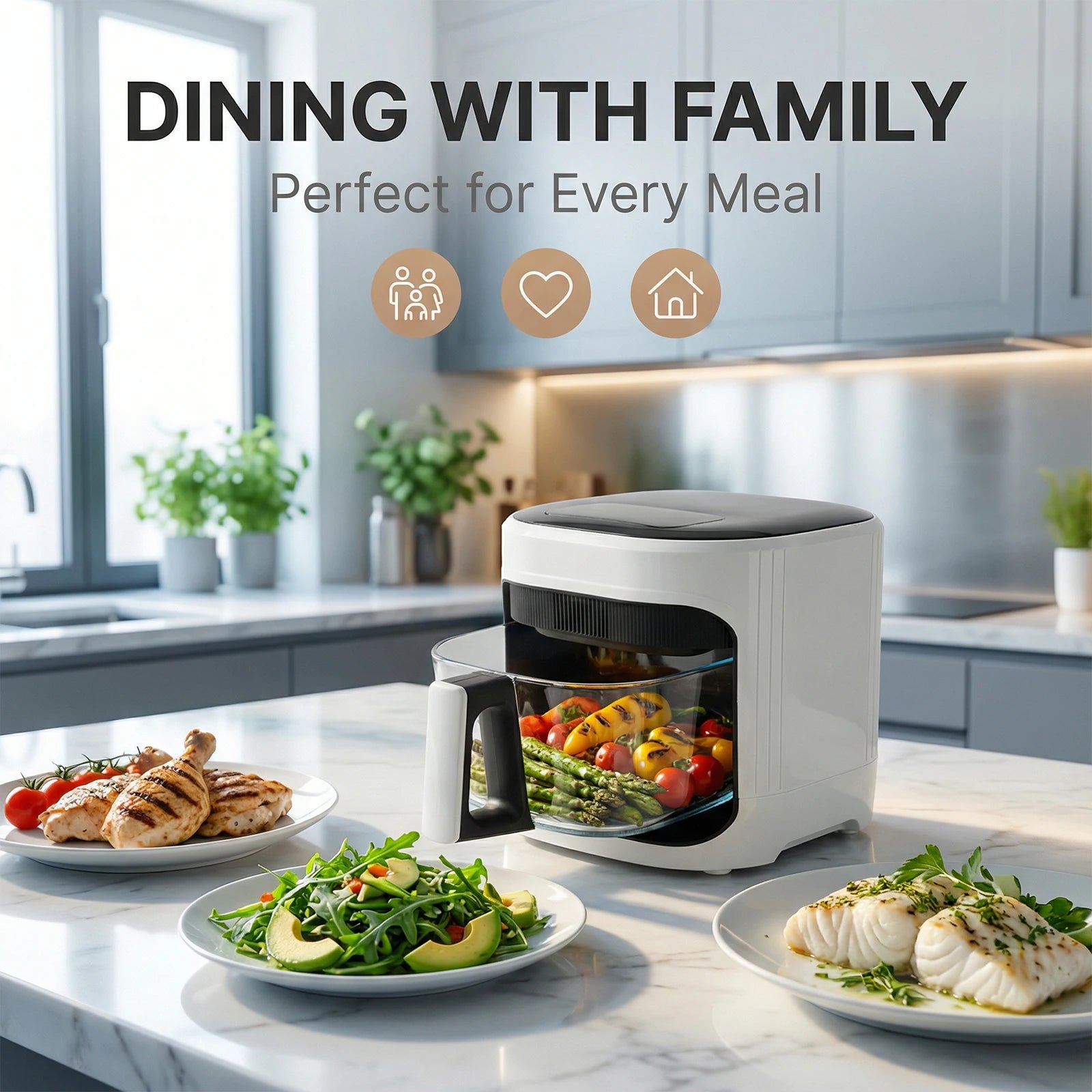 Friggitrice ad Aria Podofo 5L 1350W con Controllo Touch in Vetro