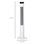 Ventilatore a colonna bianco con 3 velocità e 4 modalità di ventilazione, timer programmabile 12 ore, pannello di controllo LED e telecomando, oscillazione automatica per raffreddare uniformemente casa e ufficio 31,5 x 31,5