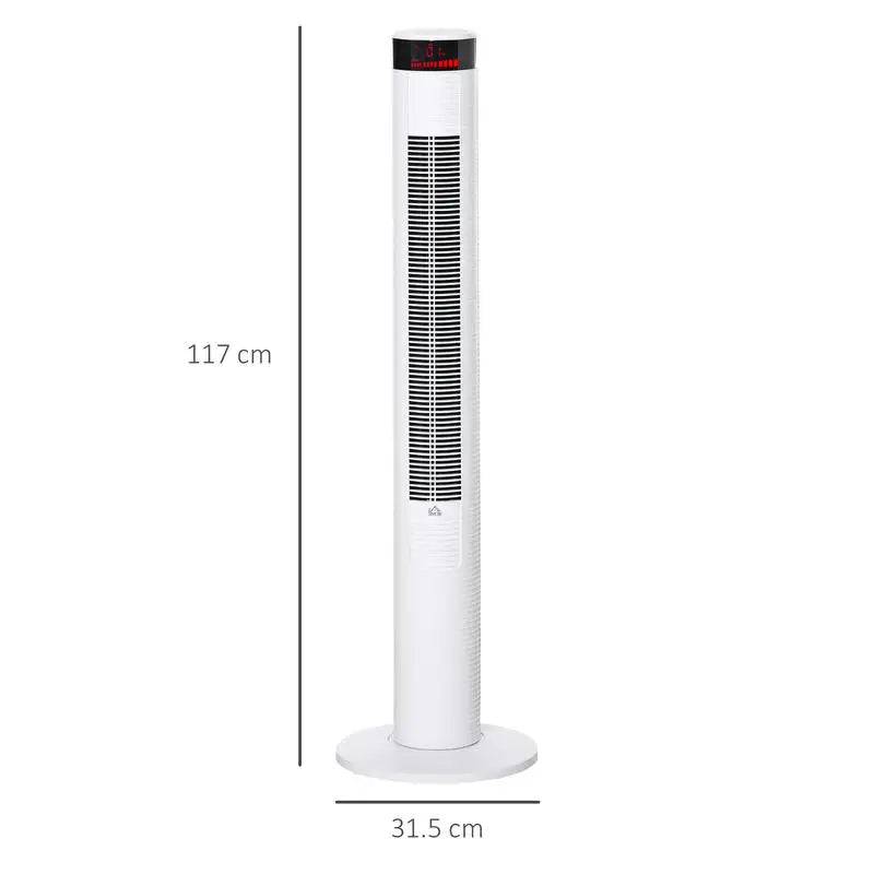 Ventilatore a colonna bianco con 3 velocità e 4 modalità di ventilazione, timer programmabile 12 ore, pannello di controllo LED e telecomando, oscillazione automatica per raffreddare uniformemente casa e ufficio 31,5 x 31,5