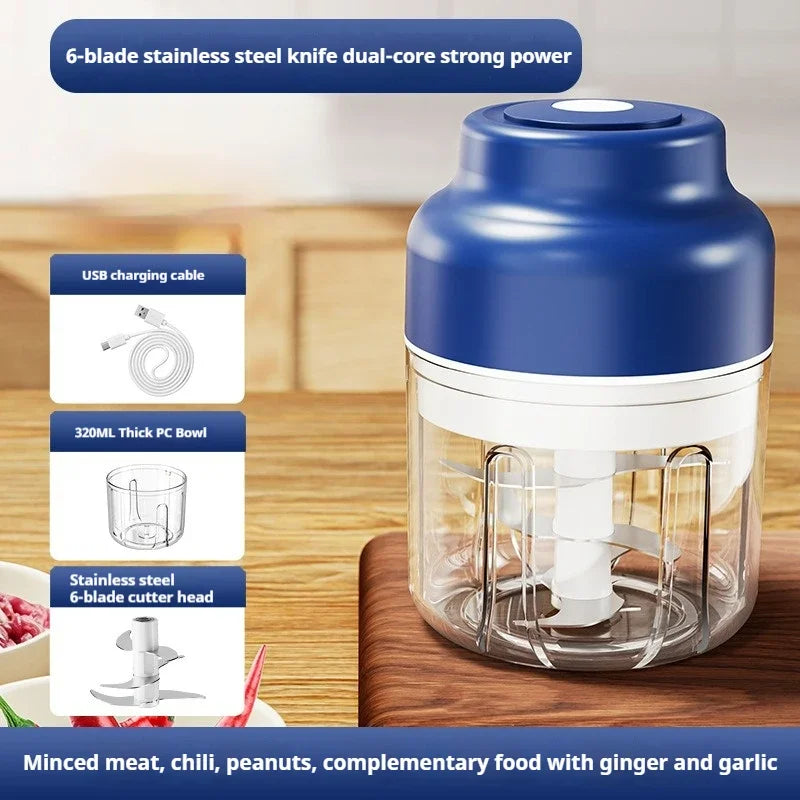 Elektrischer Knoblauchhacker 320ML, Küchenmaschine, Mini-USB-Zerkleinerer, kleiner tragbarer Zerkleinerer
