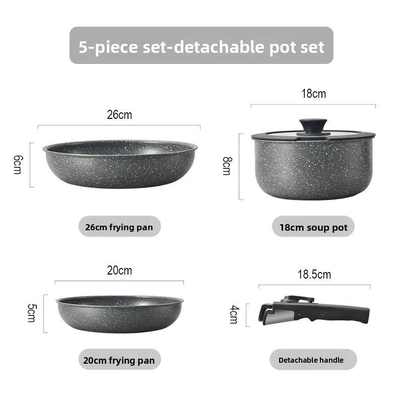Set di pentole GIYOCA con manici staccabili, antiaderenti in ceramica, senza PFOS e PFOA, adatti per induzione/forno/lavastoviglie, compatibili con tutti i tipi di fornelli, idea regalo per la cucina.