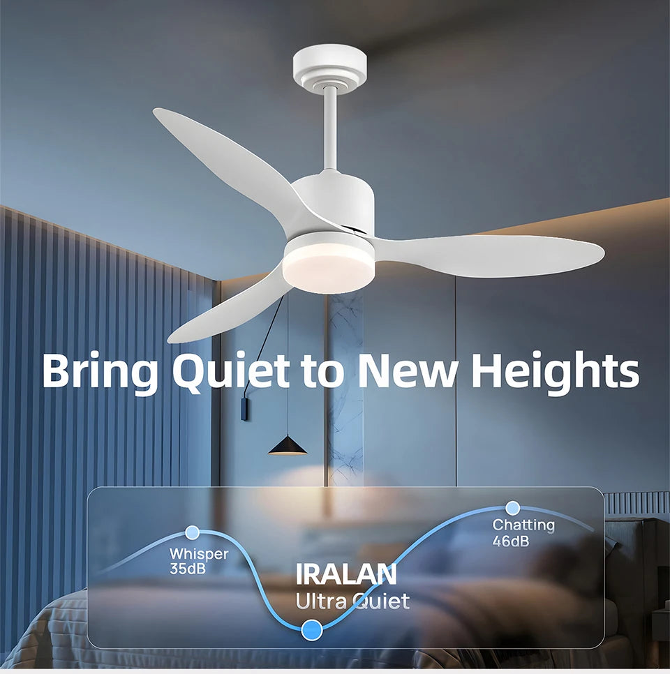 Ventilatore da Soffitto a Risparmio Energetico da 42-52 Pollici con Luce e Telecomando Ventilatore Elettrico Reversibile a 3 Pale, Ventilatore da Soffitto a Basso Profilo per Caffetteria, Casa, Hotel, Ufficio, Bungalow