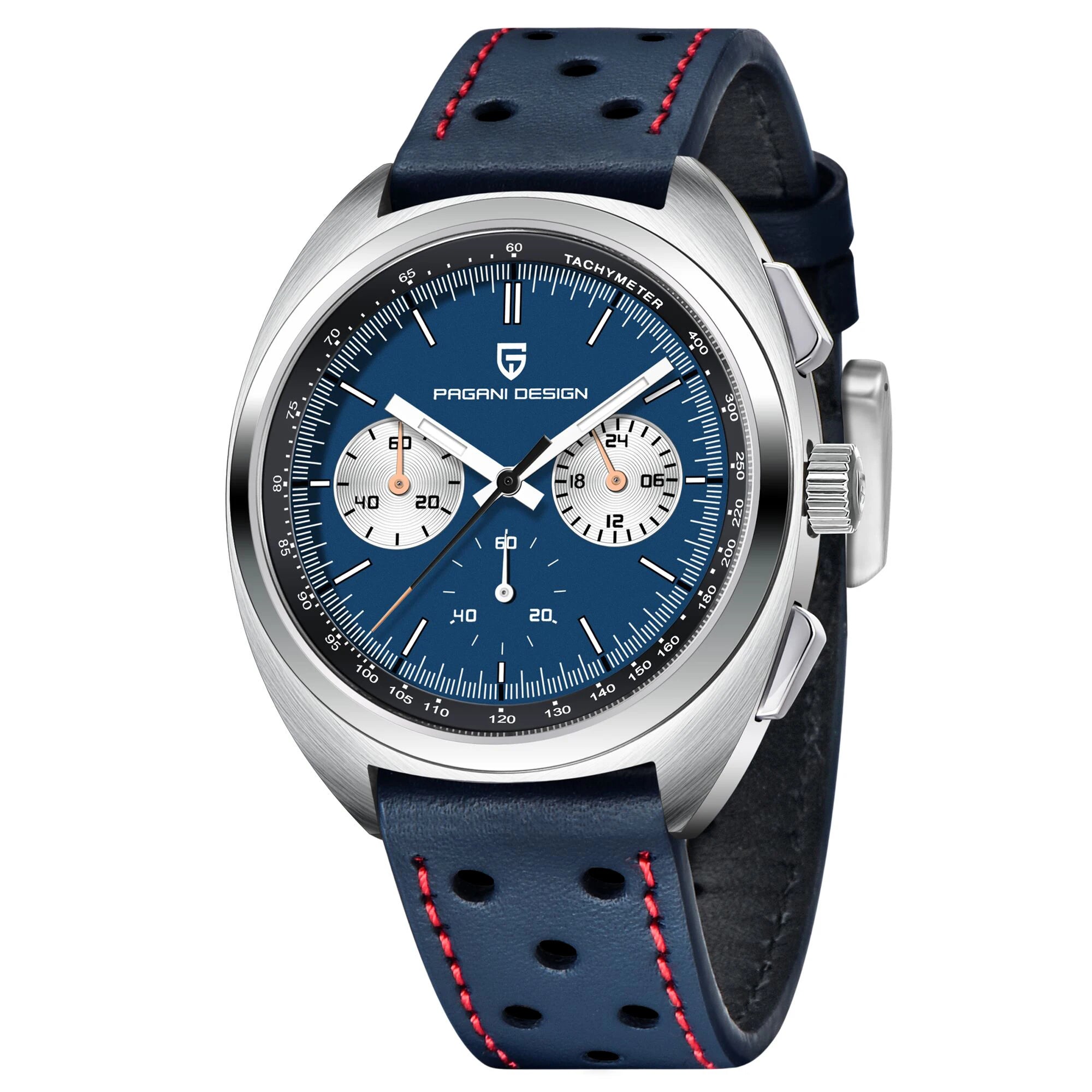 PAGANI DESIGN Orologio da polso al quarzo uomo Retro Panda Cronografo Vetro zaffiro