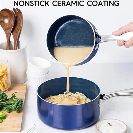 MICHELANGELO Set di pentole per salsa antiaderenti in alluminio Pentolino per latte per uso domestico con manico in acciaio inossidabile Pentola per zuppa Utensili da cucina