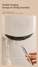 Porta Bacchette da Cucina a Parete Senza Foratura, Pieghevole, Antipolvere, con Drenaggio, per Uso Domestico