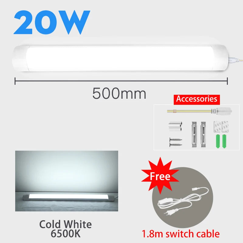 Luci a led Lampada da cucina sotto l'armadio A85-220V 10w 20w Tubo a led super luminoso con linea di interruttori da 1,8 m per lampade da interno per la camera da letto di casa