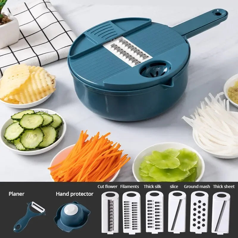 12 in 1 tritatutto per verdure multifunzionale patate tagliate manualmente affettatrice per ravanello grattugia utensili da cucina per hotel/commerciale