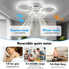 Ventilatore da soffitto a LED RGB con telecomando, lampada da soffitto con illuminazione RGB, plafoniera da 96 cm per camera da letto, soggiorno, ventilatore silenzioso