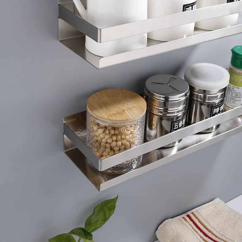 Portaspezie in Acciaio Inox Senza Foratura, Organizzatore da Parete per Cucina e Bagno, Organizzatore per Stoccaggio Domestico