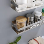 Portaspezie in Acciaio Inox Senza Foratura, Organizzatore da Parete per Cucina e Bagno, Organizzatore per Stoccaggio Domestico