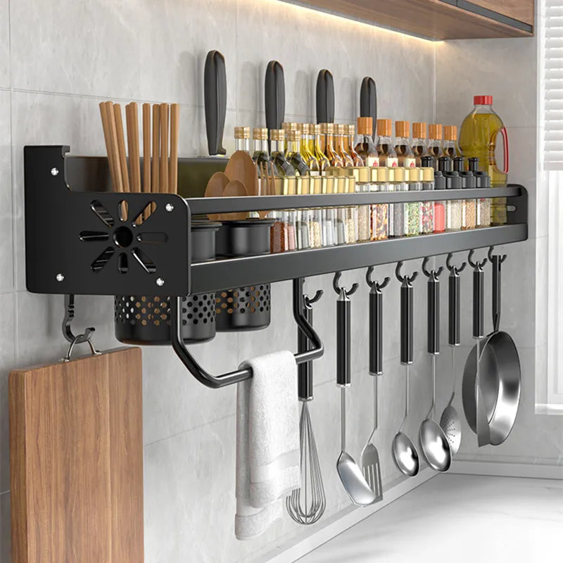 Scaffale per organizer da cucina Scaffale per spezie a parete Portacoltelli da cucina Condimento a parete Bacchette Cucchiaio Pala per riporre Sheif