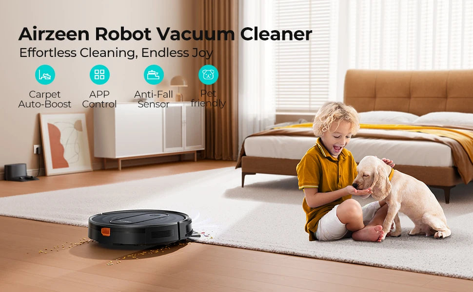 Robot-Staubsauger und Wischroboter Airzeen R7 3-in-1, 4000Pa Saugkraft, Smart App/Alexa Steuerung, Automatische Aufladung für Tierhaare und Böden