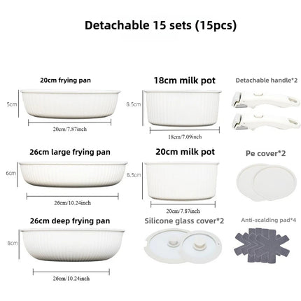 15 pezzi Set di pentole e padelle antiaderenti con manico rimovibile, Set di pentole da cucina a induzione con manico staccabile senza PFOA