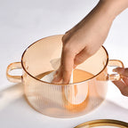 1500 ml transparenter Glastopf mit Doppelgriffen, Suppentopf mit Deckel, hitzebeständiges Kochgeschirr