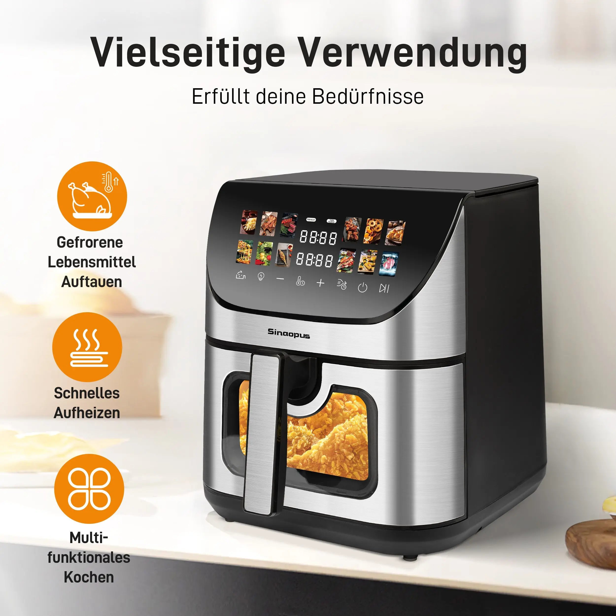 Friggitrice ad Aria Calda 8.5L con Finestra di Visualizzazione e Display a Colori