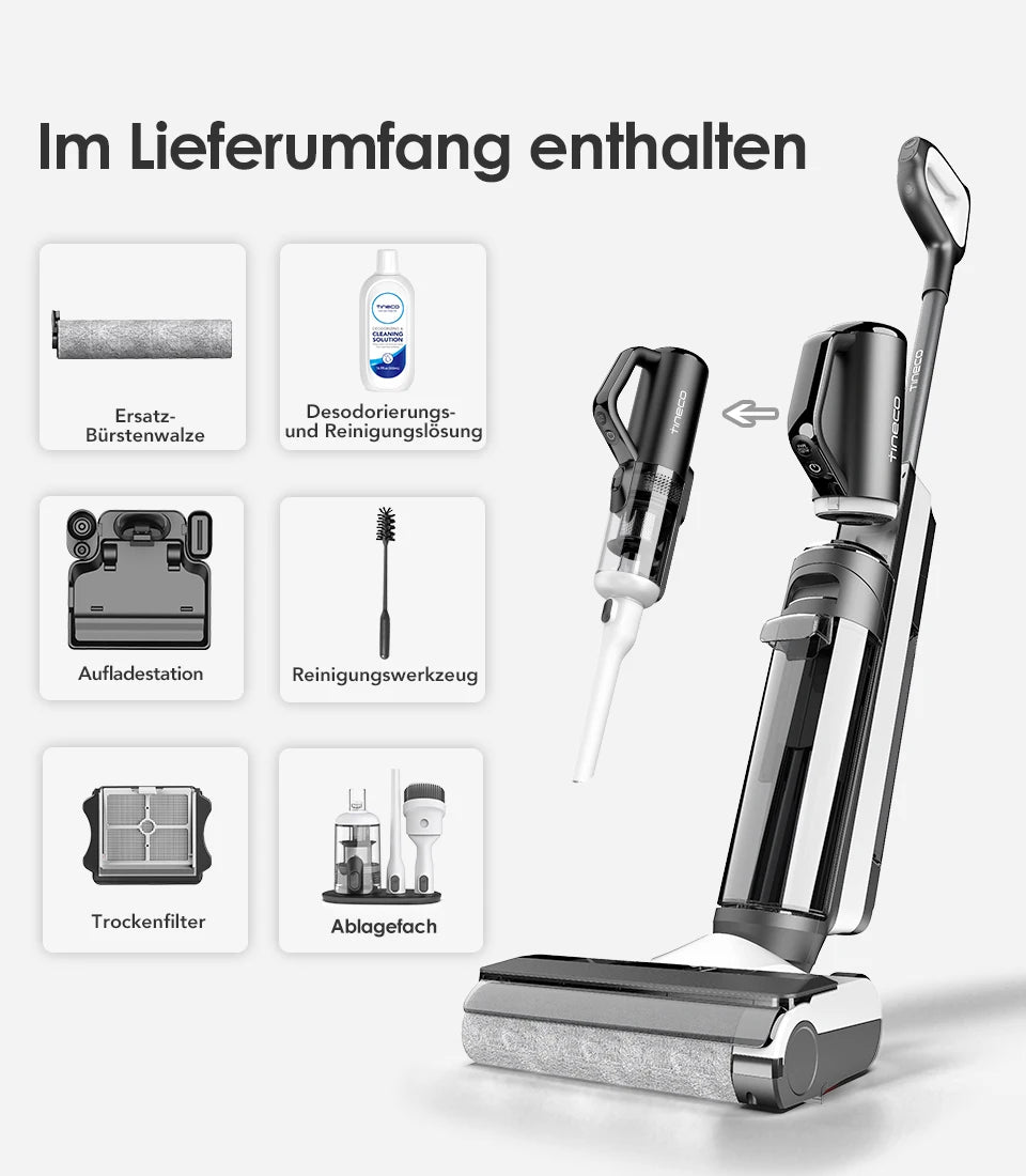 Tineco Floor One S5 Combo Smarter Nass-/Trockensauger mit iLoop-Technologie, 5-in-1 Nasssauger für Tierhaare, Hartböden, LED-Display, Wi-Fi