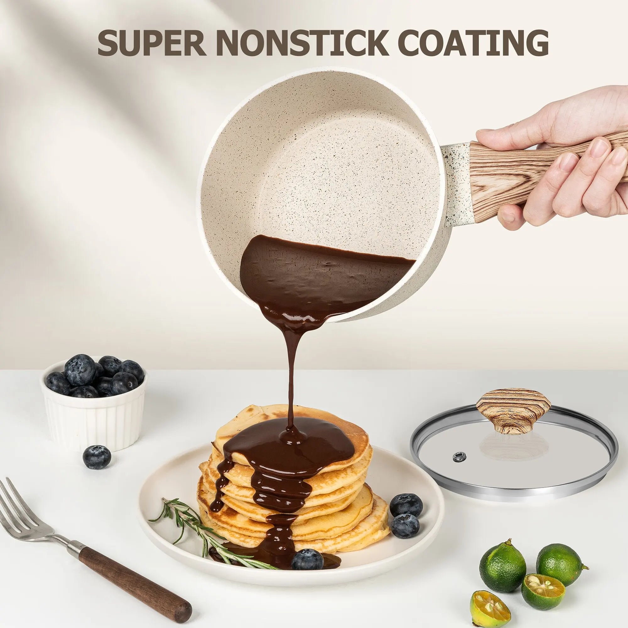 MICHELANGELO 3 Pz/set StickPot Casa Antiaderente Rivestito di Granito Padella con Manico Anti-Scottatura Fornello A Induzione Zuppa Pentola Utensili Da Cucina