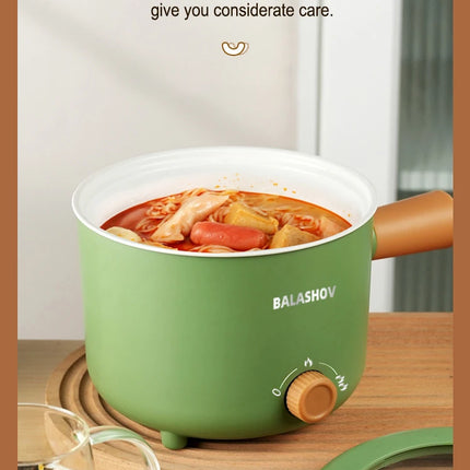 Mini fornello elettrico multifunzionale, pentola antiaderente, padella per ramen, fornello elettrico piccolo da 1,7 litri per dormitorio