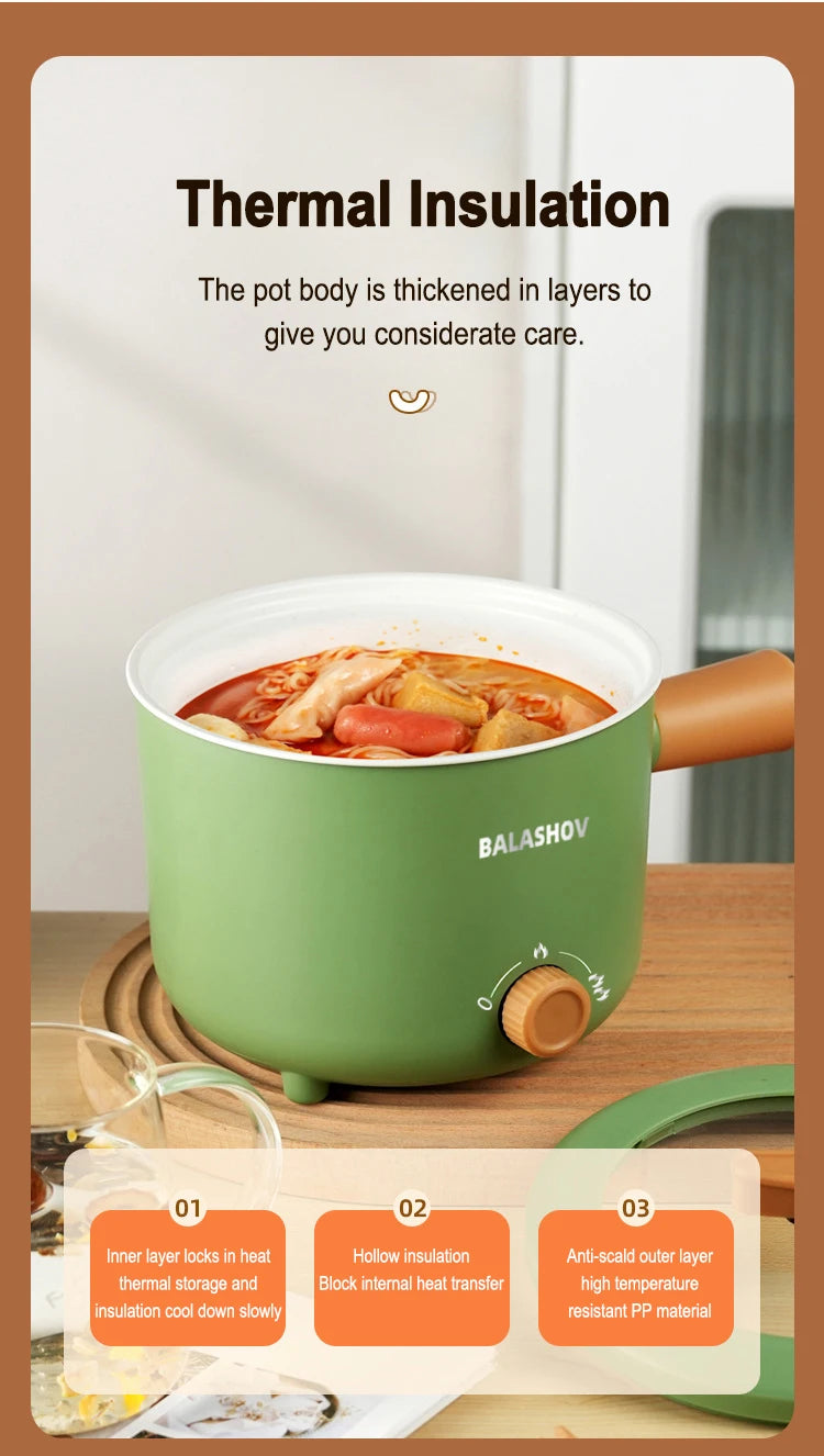 Mini-Multifunktions-Elektroherd Antihaft-Topf Bratpfanne Ramen Dormitory Small Hot Pot Elektroherd 1,7 Liter