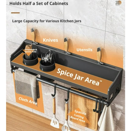 No-punch kitchen shelf, multifunctional wall-mounted knife holder, wall-mounted home organization accessories