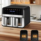 Forno friggitrice ad aria a doppio cestello da 9 litri con finestre Easy View - Oyajia