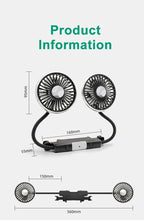 Ventilatore di raffreddamento per sedile auto EAFC a 3 velocità, ricarica USB, doppia testa, illuminazione LED, rotazione a 360 gradi, raffreddatore per il collo, per uso domestico e viaggi