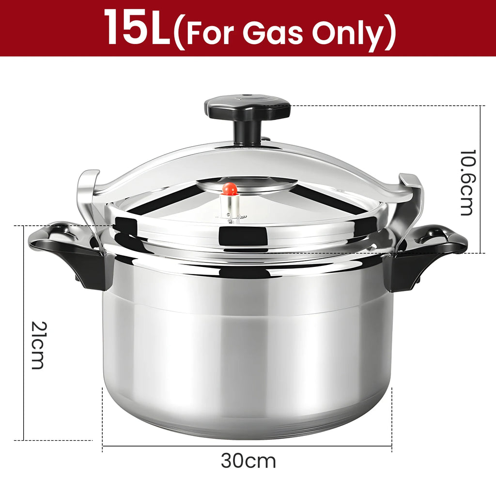 Aluminiumlegierungs-Druckkochtopf, explosionsgeschütztes Design, Doppelboden, schnelles Kochen, nur für Gasherde, verschiedene Kapazitäten optional, hitzebeständiger Bakelitgriff, Haushalts- und C-Druckkochtopf