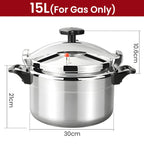 Aluminiumlegierungs-Druckkochtopf, explosionsgeschütztes Design, Doppelboden, schnelles Kochen, nur für Gasherde, verschiedene Kapazitäten optional, hitzebeständiger Bakelitgriff, Haushalts- und C-Druckkochtopf