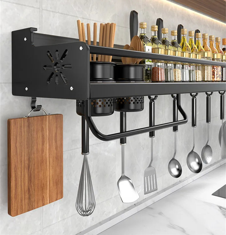 Scaffale per organizer da cucina Scaffale per spezie a parete Portacoltelli da cucina Condimento a parete Bacchette Cucchiaio Pala per riporre Sheif