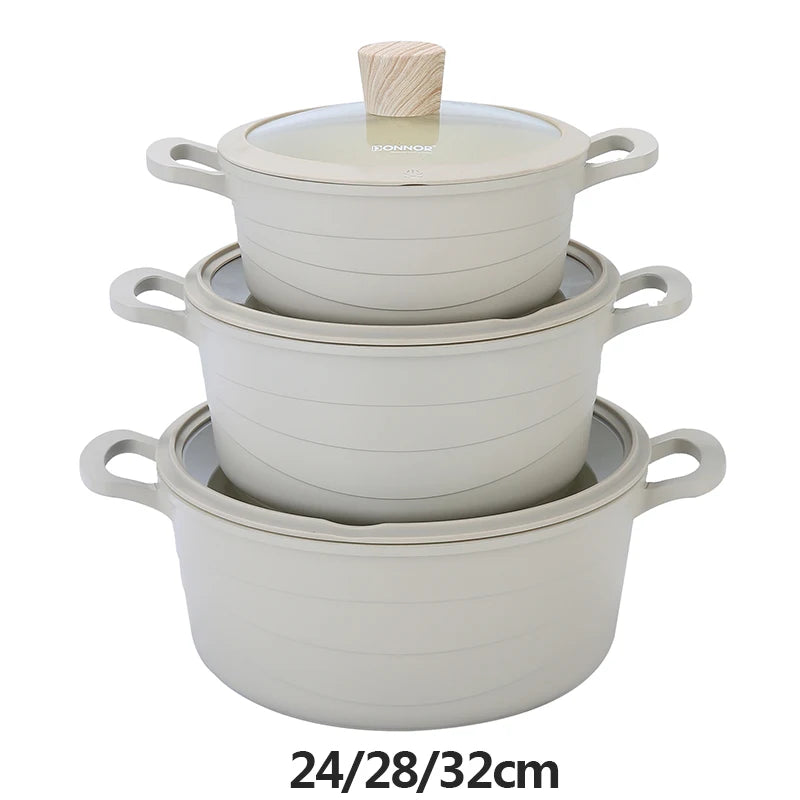 DONNOR 15 Pezzi Pentole e Padelle in Ceramica Set di Pentole Sane Antiaderenti Set da Cucina Set da Cucina con Padella a Induzione RV Set JT530
