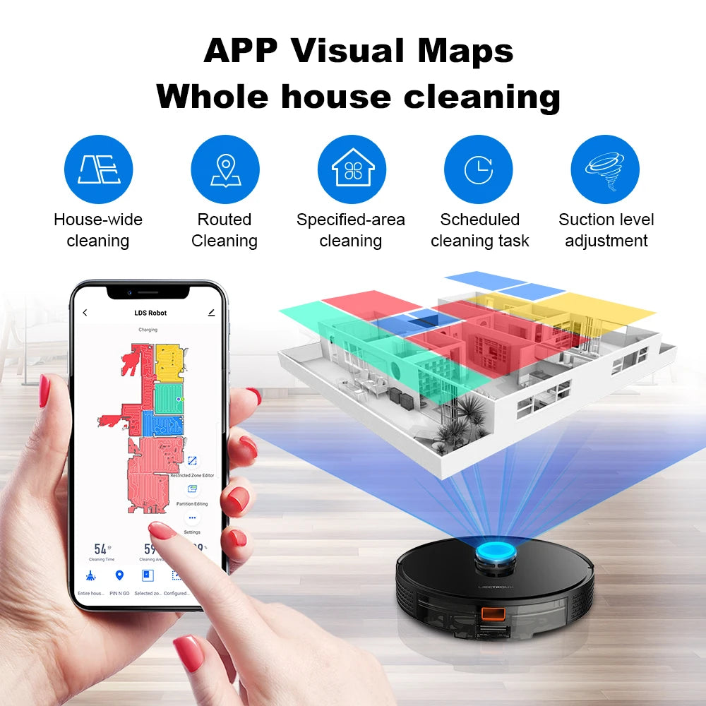 (codice promozionale: AEGG66)  Aspirapolvere robot ibrido Liectroux X6,navigazione laser Lidar,6500 pa,mappa multi-piano,pulizia a umido a forma di Y,zona vietata APP,area selettiva,riprendi punto di interruzione