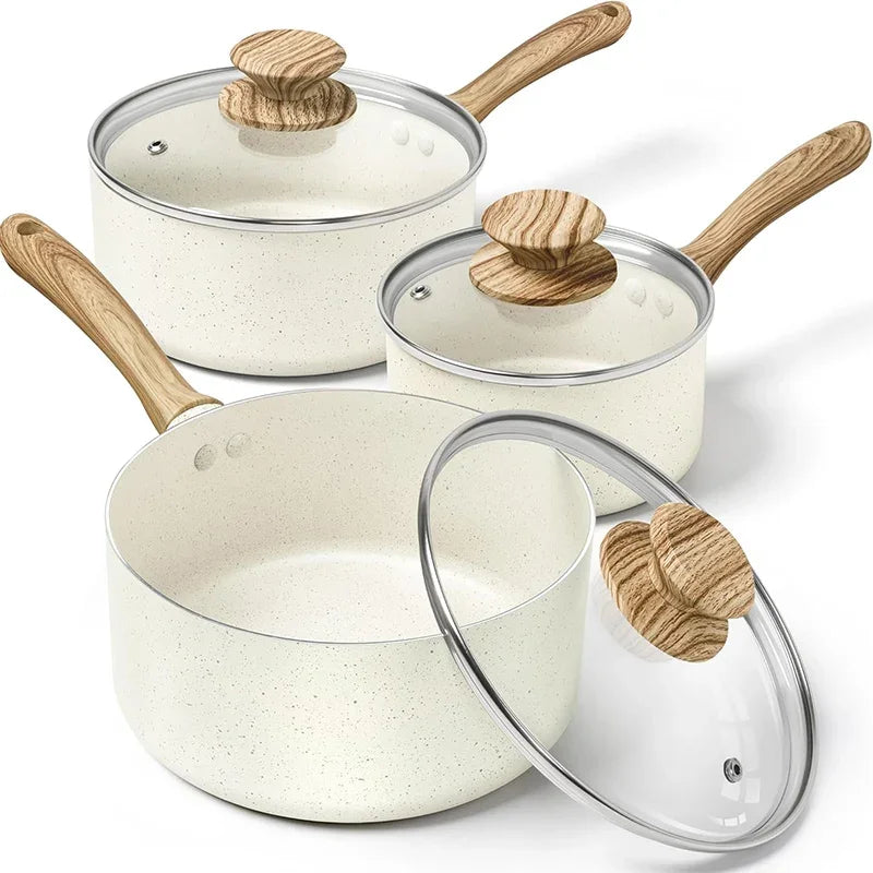 MICHELANGELO Pentola per stufato antiaderente con coperchio Pentola per salsa Manico da forno rivestito in granito Pentola da cucina multifunzionale Compatibile con tutte le fornelli