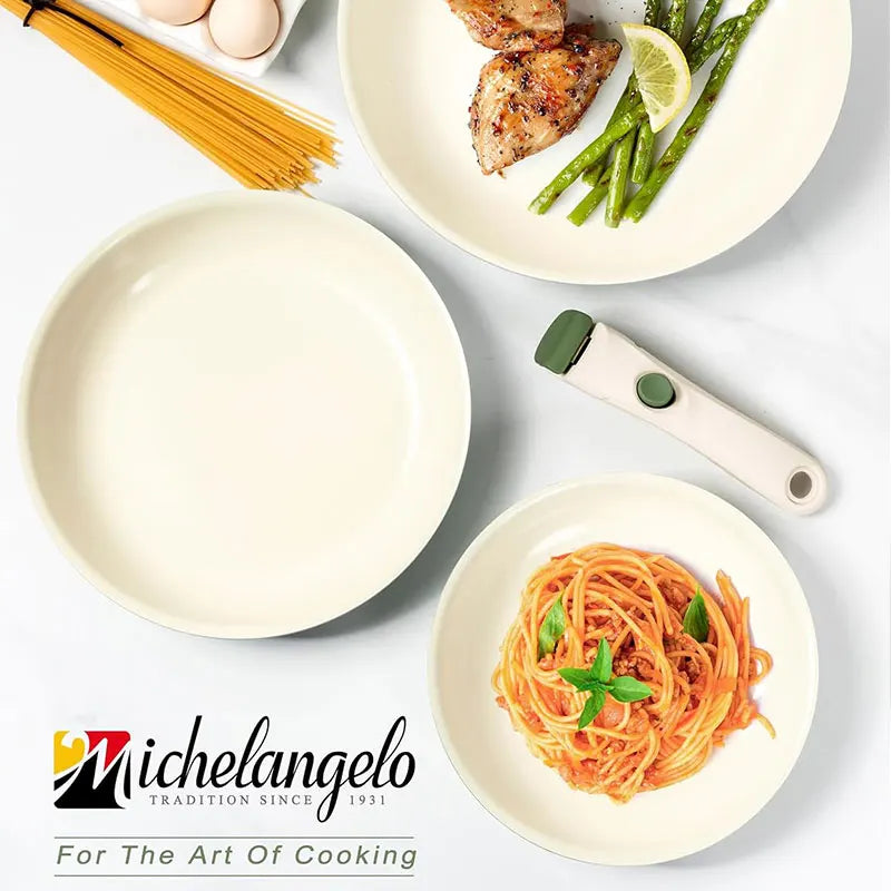2/3 pezzi padelle set impilabili padelle per uova antiaderenti con manico rimovibile padella antiaderente per bistecche fritte pentola di cottura pentole