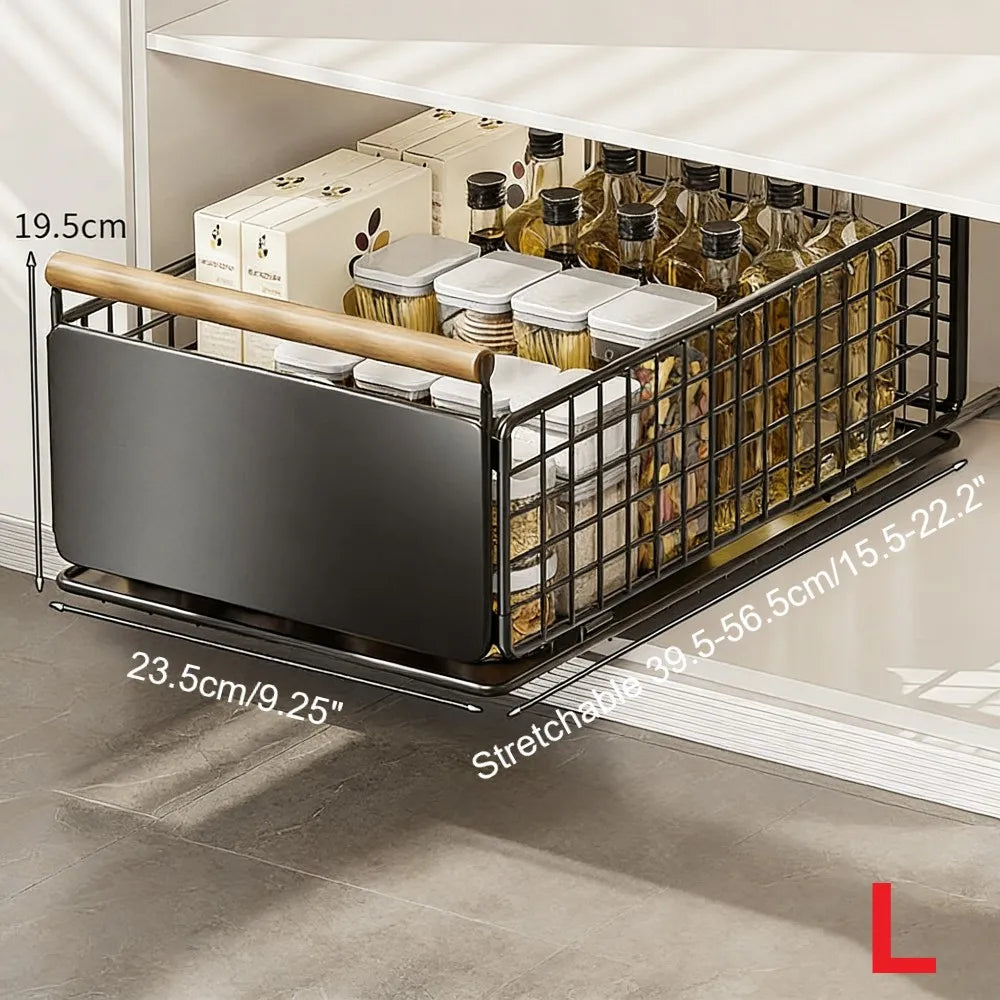 2/1 Pezzi Scaffale Estraibile da Cucina, Organizzatore per Armadietto, Cassetto Scorrevole, Scaffali Porta Spezie, Organizzatore Sottolavello